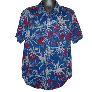 NFL Buffalo Bills Hawaiian Shirt Mens L Logo Tropical short Sleeve